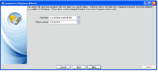 Commission Payment Wizard effective dates