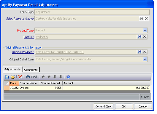 Commission Payment Details Record