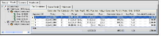 Tiers Calculation tab of the Commission Payment Record Detail tab