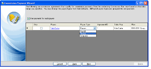 Commission Payment Wizard Qualifying Agreements