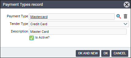 Merchant Account Payment Types Record