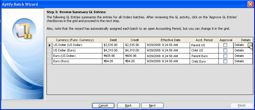 Reviewing Details of GL Summary Entries