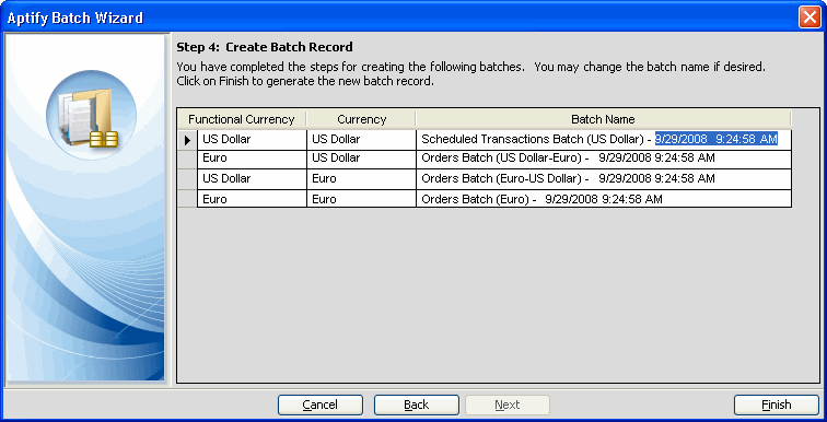 Creating the Batches Record