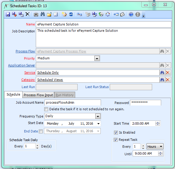 ePayment Capture Solution Scheduled Task