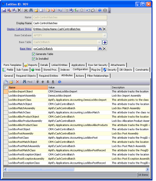 Cash Control Batches Entity Attributes