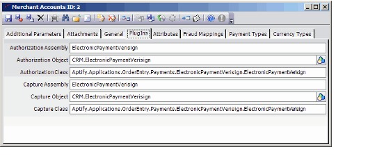Merchant Account PlugIns Tab