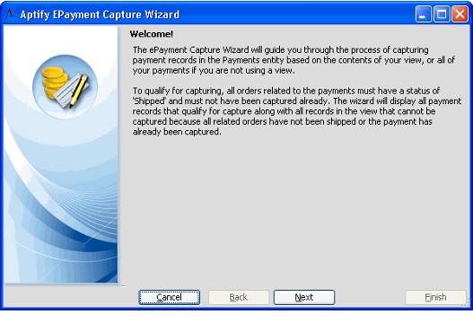 ePayment Capture Wizard Welcome Page 