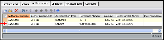 Payment with Capture Authorizations Record