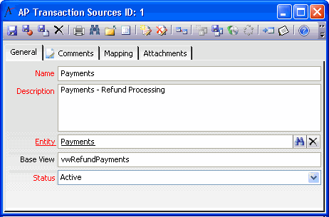 AP Transaction Sources Record