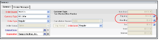 Shipping and Handling Fields on Order 