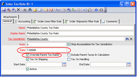 Philadelphia Sales Tax Record