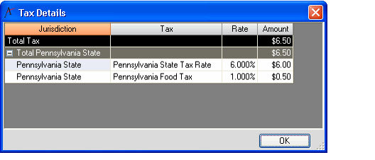 Tax Details for Multiple Rate Example
