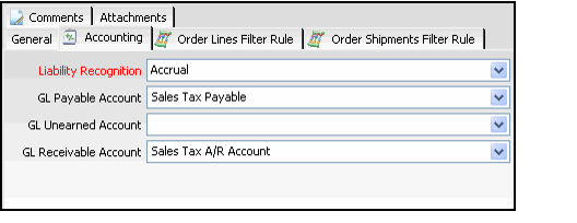 Sales Tax Rate's Accounting Tab 