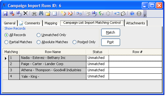 Campaign Import Runs Record