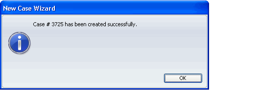 New Case Created Dialog