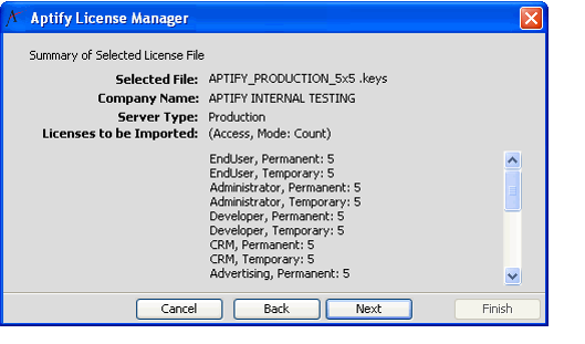 License Import Summary 