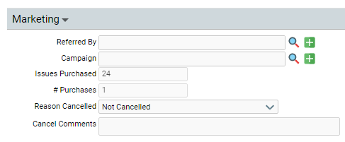 Subscriptions Marketing Tab
