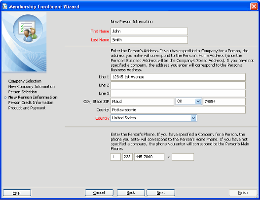 Membership Enrollment Wizard - New Person Information