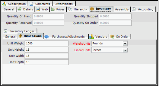 Inventory Dimensions Sub-Tab