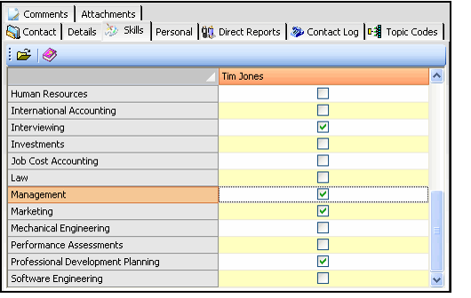 Employees Form's Skills Tab