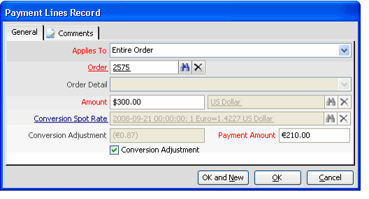 Payment Lines Form (Different Currencies)