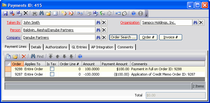 Credit Memo Payment