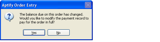 Balance Due Has Changed Prompt