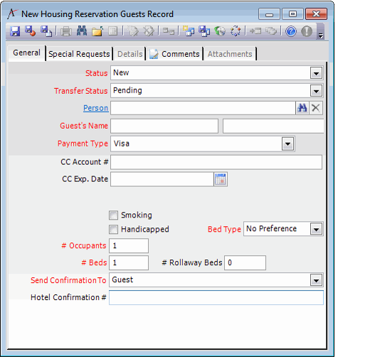 Housing Reservation Guests From with the Payment Control Re-added