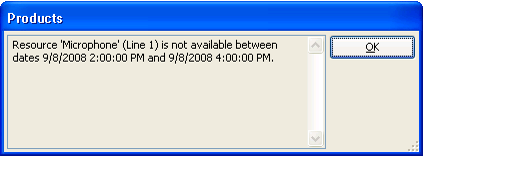Resource Unavailable Message