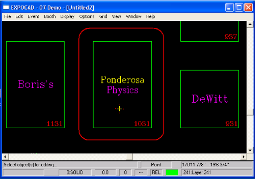 Corresponding Reserved Booth in ExpoCAD 