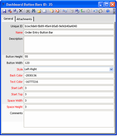Dashboard Button Bars Form