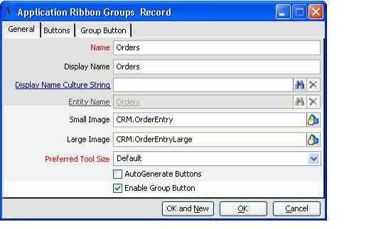 Application Ribbon Groups Record
