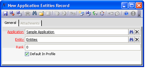 Application Entities Form