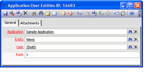 Application User Entities Form