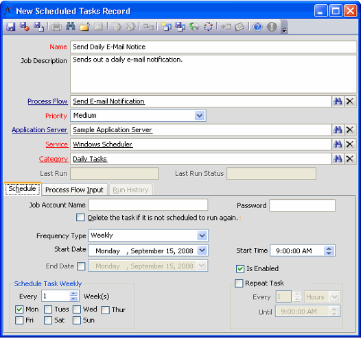 Scheduled Tasks Record