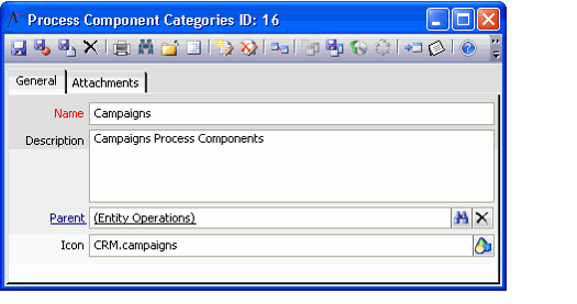 Process Component Categories record