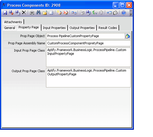 Process Component's Property Page Tab