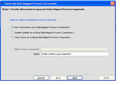 Generate Data Mapper Process Component Wizard New Option 