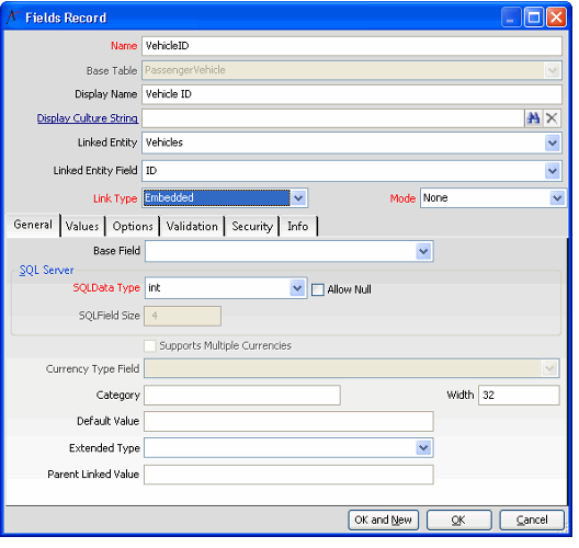 Embedded Link Fields Record
