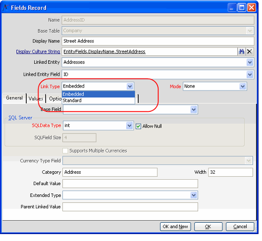 Link Type Selection