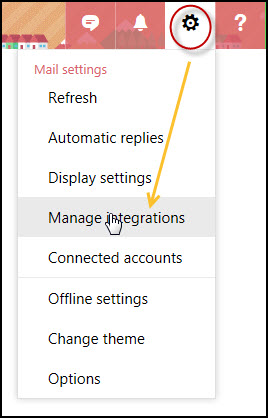 Manage Integrations Option 
