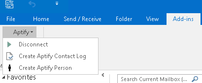 Aptify Add-in Option in Outlook