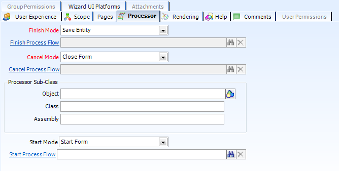 Wizards Form Processor Tab
