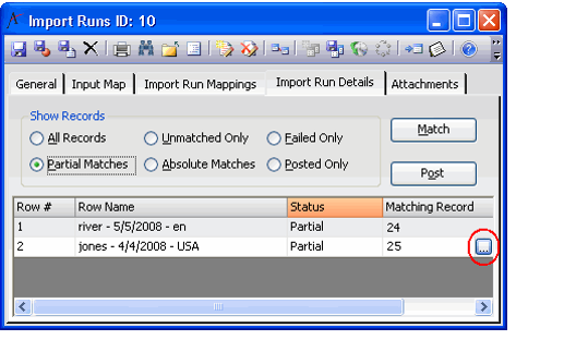 Import Run Details After Match
