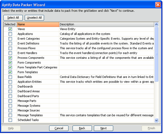 Select Entities for Packing