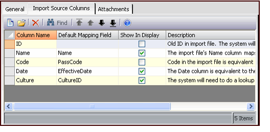 Import Source Columns Tab