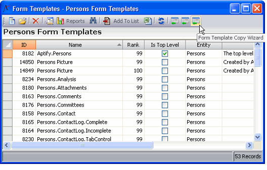 Launch Form Template Copy Wizard