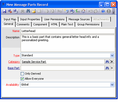 Message Parts Record