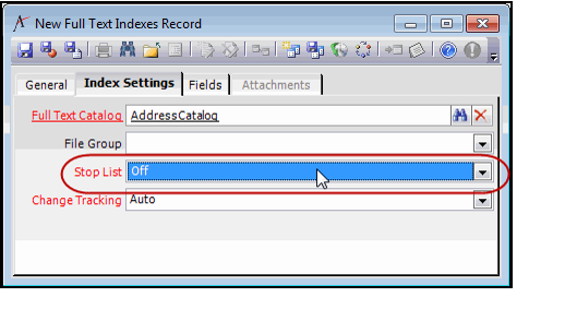 Stop List Settings