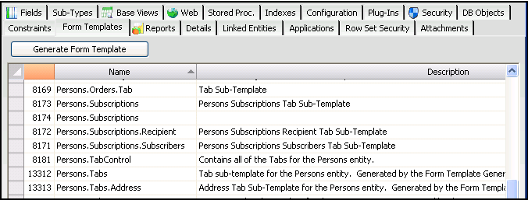 Form -Templates Tab